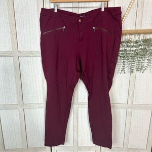 Torrid Moto Ankle Skinny Pants Burgundy  Punk Emo Goth Stretch Plus Size 20